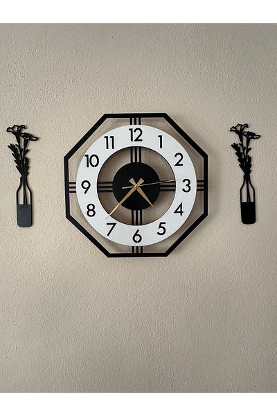 Nisay Laser Cut Mdf Wall Clock - 40X40 cm - Flower Gift - Stylish Decorative Clock
