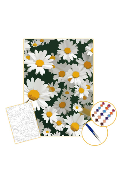 Tuval SAYILARLA BOYAMA SETİ 25X35 ŞASELİ TUVAL, 2Lİ FIRÇA, BOYA - O O PAPATYAA