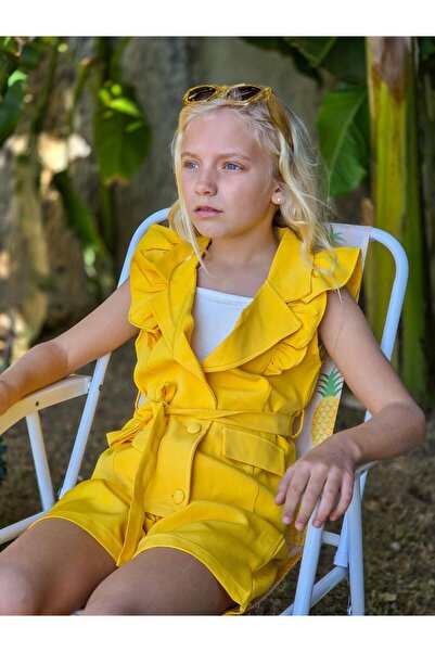 Hilal Akıncı Kids Girl's Princess Sleeve Vest Shorts Body 3 Piece Set