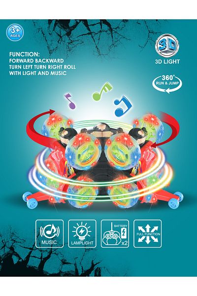 Tornado King Super Power 360° Flip Remote Control RC Adventure Car Rechargeable With Light And Sound