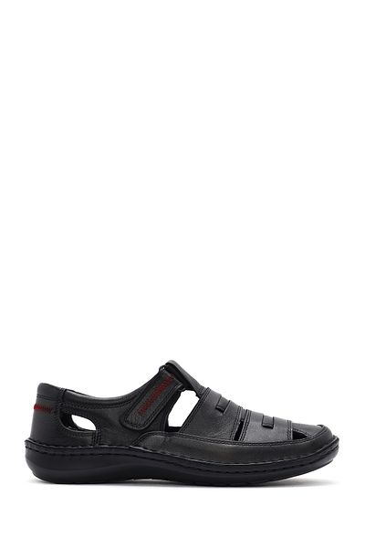 Derimod Men's Black Leather Casual Sandals
