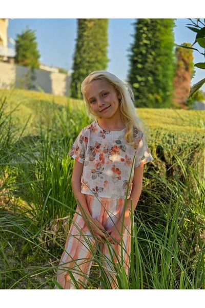 Hilal Akıncı Kids Floral Pattern Blouse Tie Dye Patterned Comfortable Pants Set