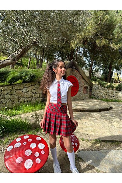 Hilal Akıncı Kids Tie Skirt College Skirt 2 Piece Set