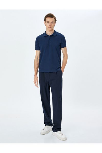 Koton Slim Fit Kurzarm-T-Shirt aus Piqué-Stoff mit Polokragen aus Baumwolle