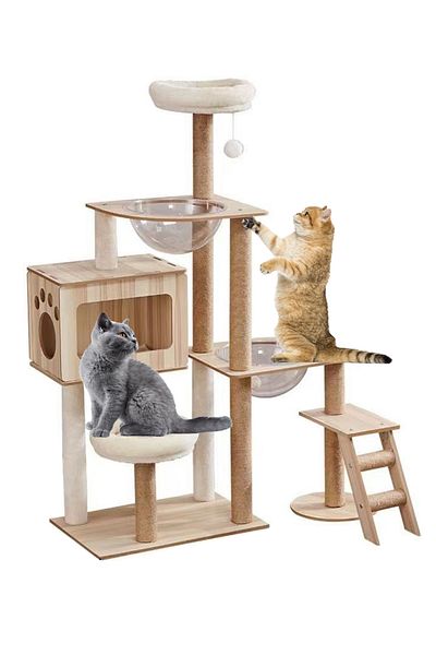 KidLe Transparent Capsule Cat Tree Cat Tower Cat House Cat Scratching Post
