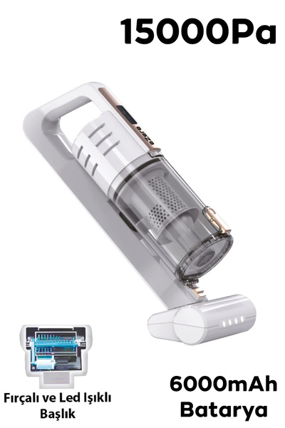EZERE 15000pa Led Işıkl Motorlu Fırça Kuru Islak Kullanım Kablosuz Güçlü El Araç-ev Süpürgesi