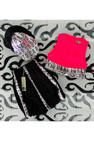 Hilal Akıncı Kids Girl's Neon Bustier Zippered Skirt Hat Triple Set