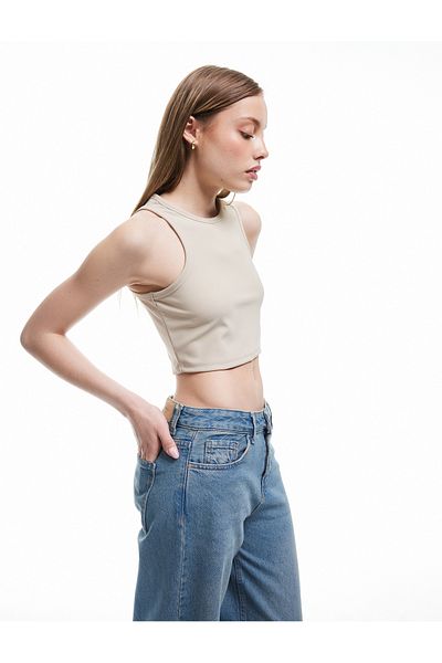 Koton Crew Neck Sleeveless Slim Fit Crop Basic Tank Top