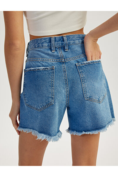 Koton Orta Bel Normal Açık İndigo Kadın Şort 5SAL40001MD