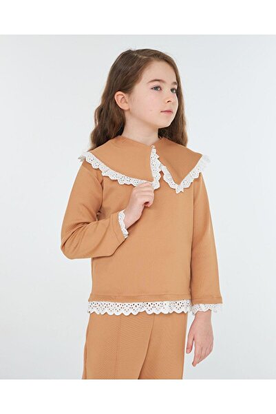 Hilal Akıncı Kids Girl's Mobile Collar Blouse Brode Detailed 2-Piece Set