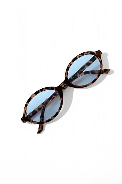 REN EYEWEAR Blue Oval Sunglasses - Modern Women Ren Eyewear Tr Mix Vers2 Leopard Blue