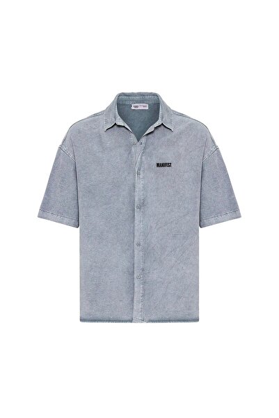 VAMOSCLO Oversize Printed กรÜ Jacket - Gray Sleeved Shirt