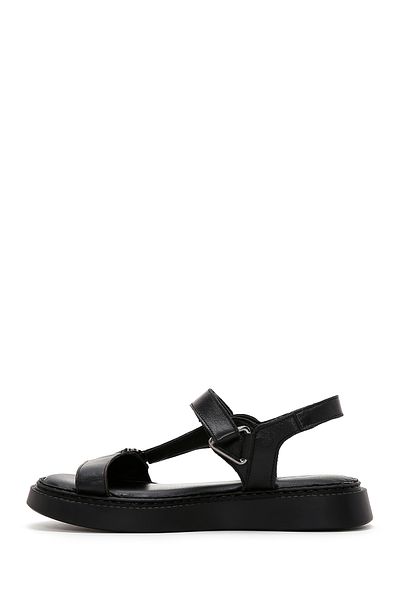 Derimod Women's Black Leather Comfort Sandals 25Sfd 340618
