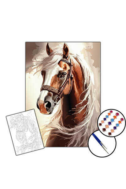 Tuval SAYILARLA BOYAMA SETİ 25X35 ŞASELİ TUVAL, 2Lİ FIRÇA, BOYA - ASİL AT