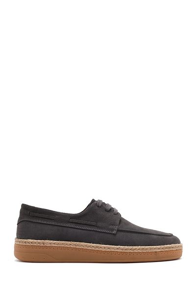 Derimod Men's Gray Lace-Up Suede Leather Casual Shoes 25Sfd 631910