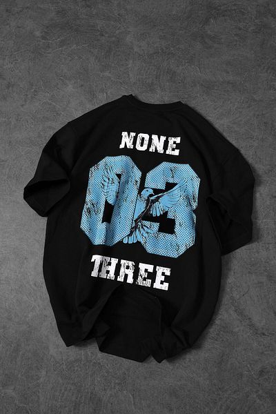 Slatra Ανδρικό μπλουζάκι μαύρο 03 Bird printed Oversize