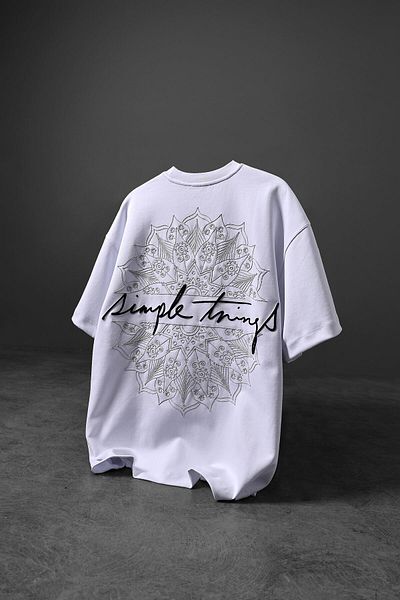 Slatra Ανδρικό λευκό μπλουζάκι με κέντημα Oversize Simple Things