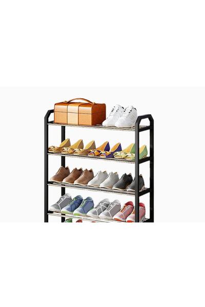 Şam group Ayakkabılık Siyah 4 Katlı Çok Amaçlı Raf Ve Ayakkabı Rafı Metalik