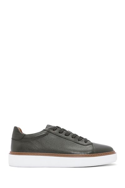Derimod Men's Khaki Lace-Up Thick Sole Leather Sneaker 25Sfd6124Ft