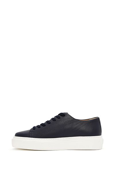 Derimod Men's Navy Blue Lace-Up Thick Sole Leather Sneaker 25Sfd6107Ft