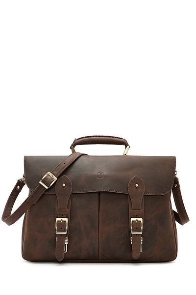 Derimod Men's Brown Leather Briefcase 24Wbd3611Cr