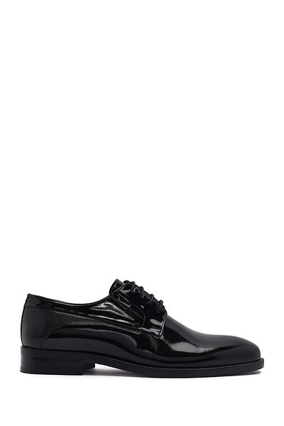 Derimod Men's Black Laced Patent Leather Classic Shoes 25Sfd 621616