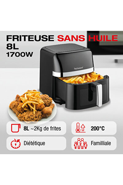 Techwood Φριτέζα θερμού αέρα TFR-806SHD, 8 λίτρα, 1700W, 8 προγράμματα, έως 200°C