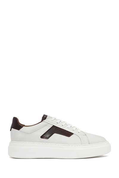 Derimod Men's White Lace-Up Thick Sole Leather Sneaker 25Sfd 612518