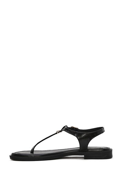 Derimod Women's Black Buckle Flip Flops Patent Leather Sandals 25Sfd 201016