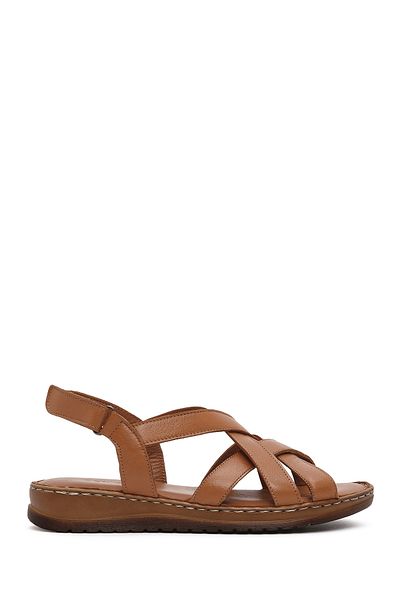 Derimod Women's Tan Leather Comfort Sandals 25Sfd 340418