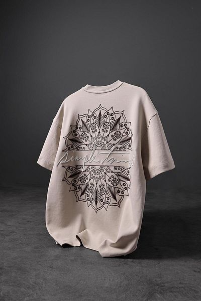 Slatra Ανδρικό μπλουζάκι μπεζ Simple Things Κεντημένο Oversize