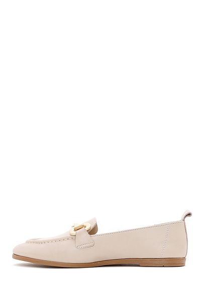 Derimod Women's Beige Buckle Leather Masculine Loafer 25Sfd 200518