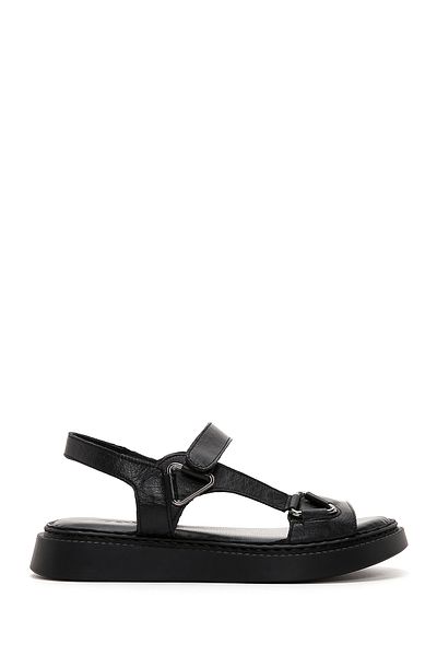 Derimod Women's Black Leather Comfort Sandals 25Sfd 340618