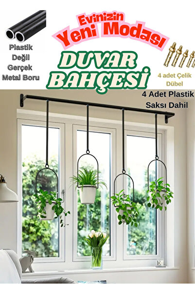 KL HOME Yeni Stil Duvar Bahçesi -ev Ofis Duvar Ve Tavanına Saksılık ( Hediye- 4 Adet Plastik Saksı )