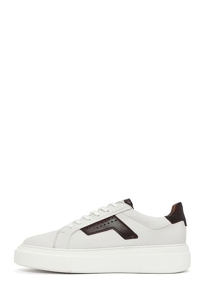 Derimod Men's White Lace-Up Thick Sole Leather Sneaker 25Sfd 612518