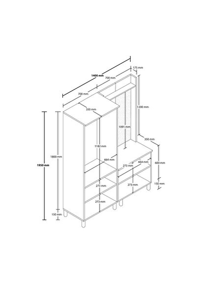 Mezza Set 5084-5076 Rapsody Sağ Aynalı 6 Kapaklı (MEMBRAN) 7 Askılı Bohem Portmanto Sepet-beyaz