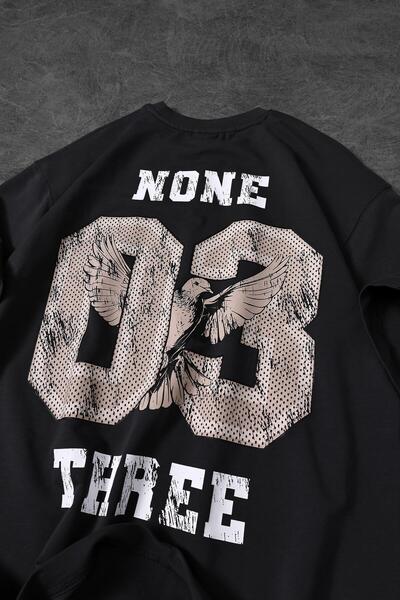 Slatra Ανδρικό μπλουζάκι καπνιστό 03 Bird printed Oversize