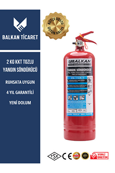 Balkan Ticaret 2 Kg Tozlu Yangın Tüpü - ev, araç ve iş yerleri için ideal