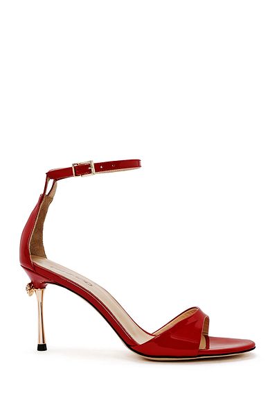 Derimod Women's Red Ankle Strap High Thin Heeled Patent Leather Shoes 25Sfd 120216