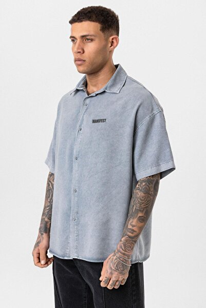 VAMOSCLO Oversize Printed กรÜ Jacket - Gray Sleeved Shirt