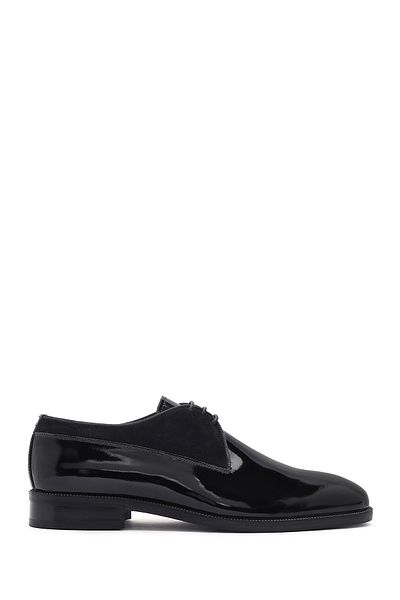 Derimod Men's Black Laced Patent Leather Classic Shoes 25Sfd 621716