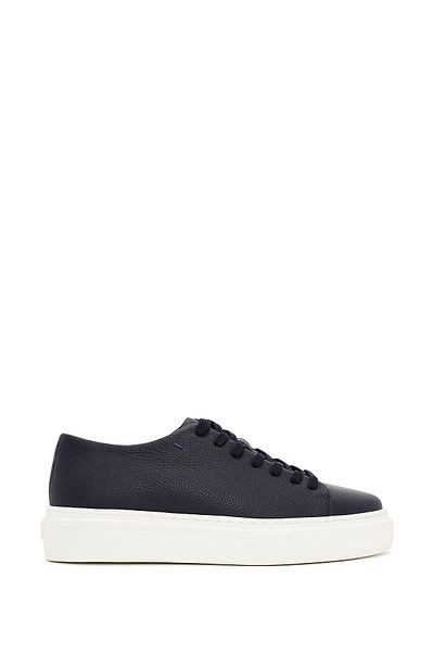 Derimod Men's Navy Blue Lace-Up Thick Sole Leather Sneaker 25Sfd6107Ft