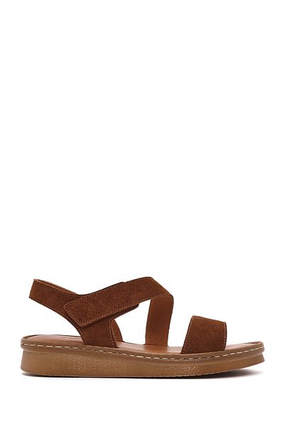 Derimod Women's Tan Suede Leather Comfort Sandals 25Sfd 340210