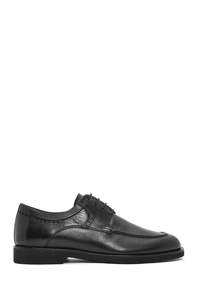 Derimod Men's Black Laced Leather Casual Shoes 25Sfd 603218