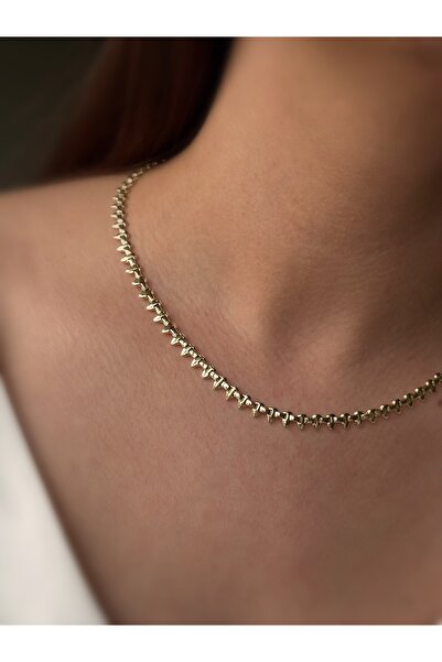 Soles 14 Ayar Altın Rengi Trend Çelik Kolye