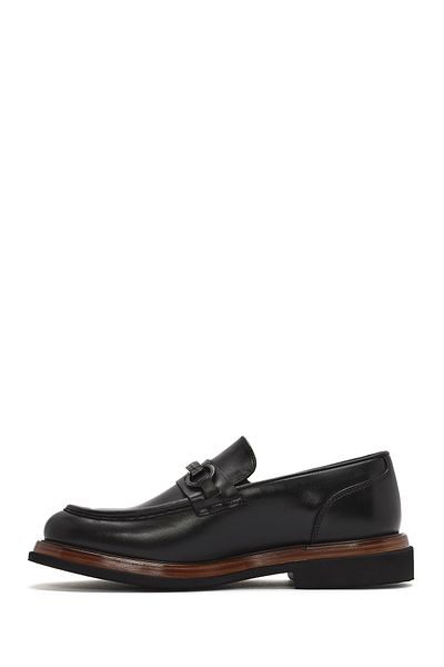 Derimod Men's Black Buckle Leather Casual Loafer 25Sfd 722418
