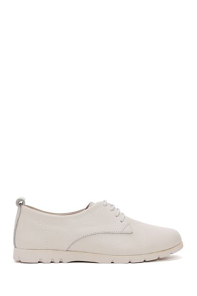 Derimod Women's Beige Lace-Up Leather Comfort Shoes 25Sfd1515Ft