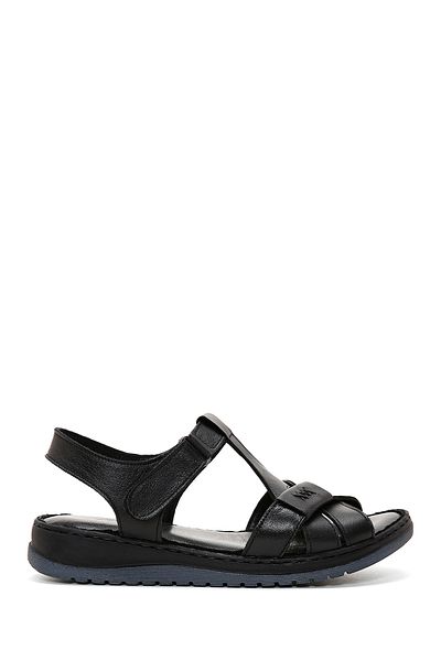Derimod Women's Black Strappy Leather Comfort Sandals 25Sfd 340318