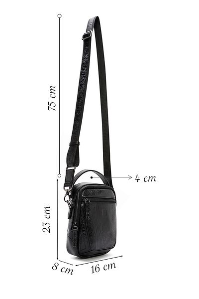 Derimod Men's Black Leather Messenger Bag 24Wbd3603Ft
