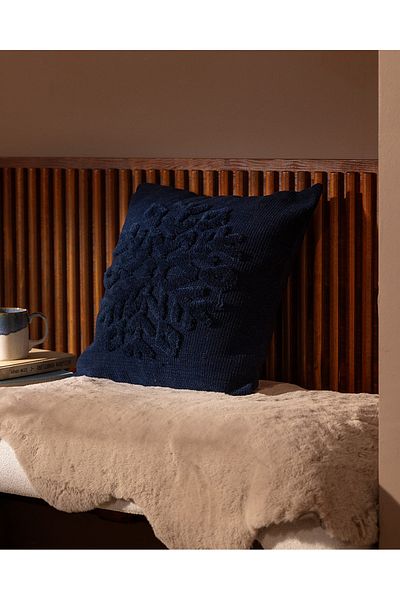 Madame Coco Riquewihr Cotton Throw Pillow Cover - Navy Blue - 45X45 cm